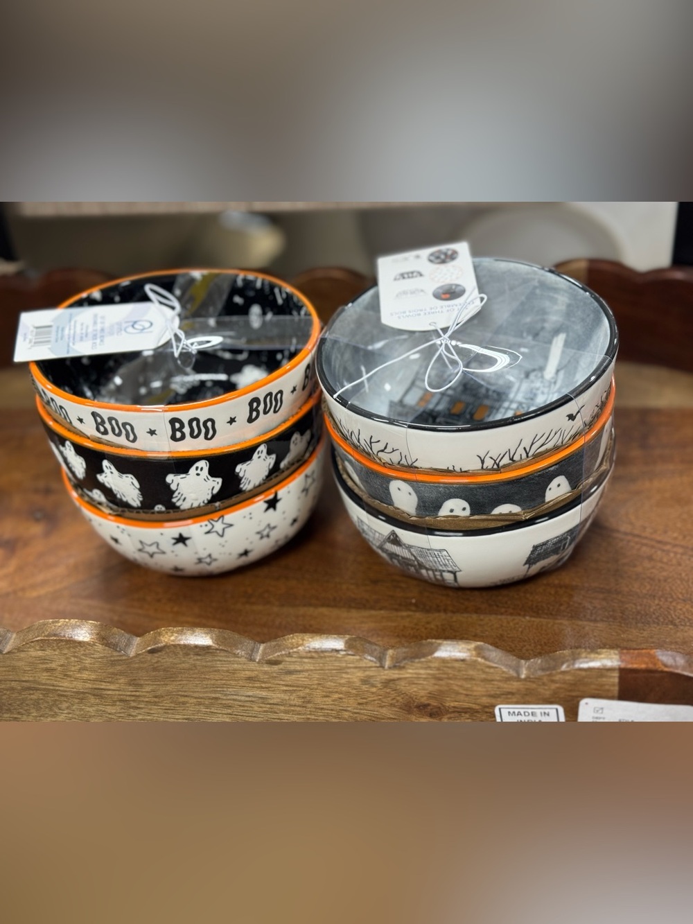 Primark Halloween Ceramic Bowls in Black & White with Orange Trim(6 bowls total) - Picture 8 of 8